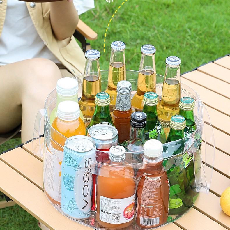 Tragbarer transparenter faltbarer Eisbehälter – Handgehaltenes Outdoor-Picknick- und Aufbewahrungsbecken