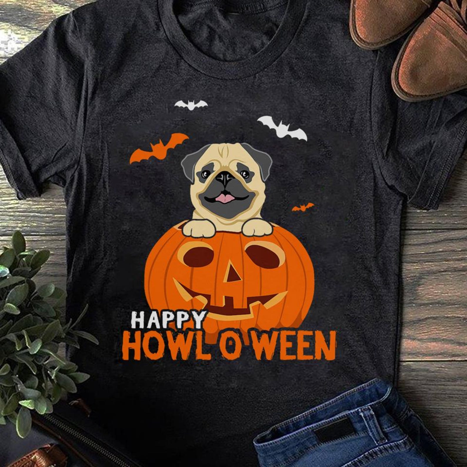 Cute Halloween Pug Dog Pumpkin Costumes Thanksgiving Design T-Shirt - Gift for Dog Lovers - Funny Dog - Pug Mom - Pug Lovers - Mother s Day L