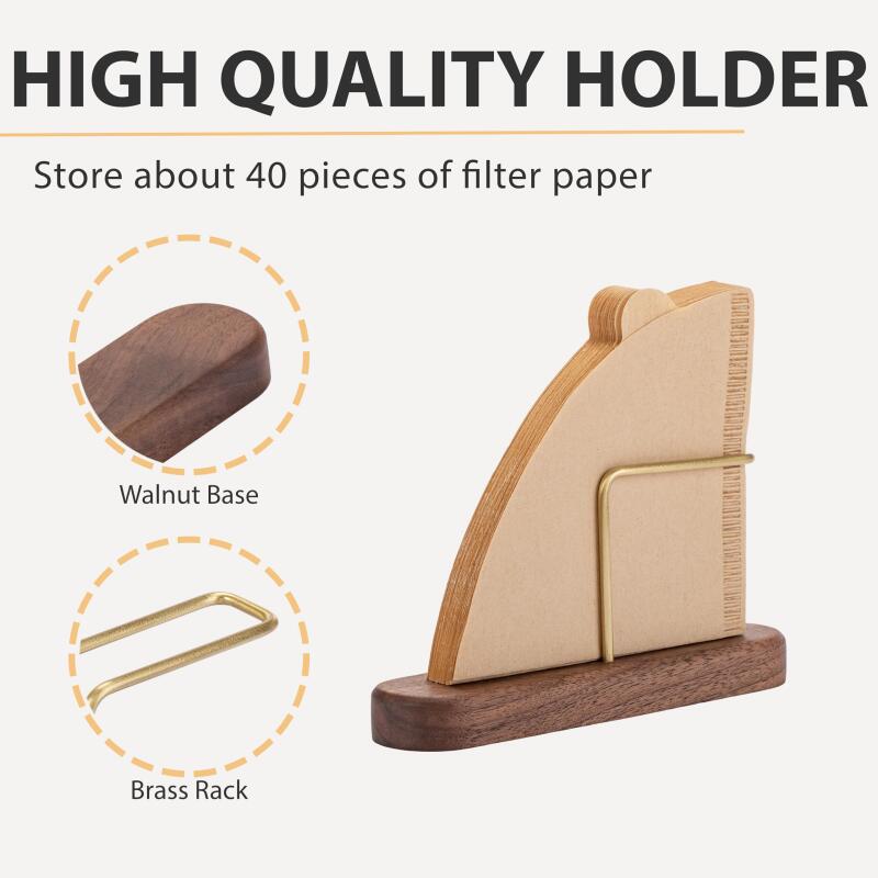 Coffee Filter Paper Holder Simple Household Filter Paper Walnut Wooden Storage Rack Kitchen Office Coffee Accessories