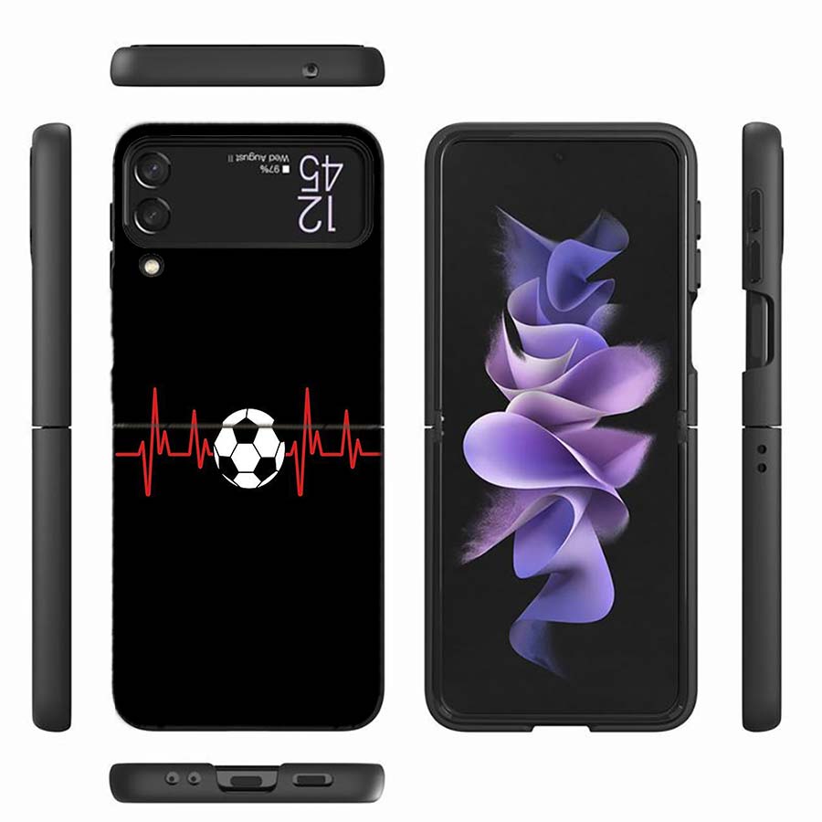 Football Soccer Ball Design Phone Case For Samsung Z Flip 6 7 5G Z Flip 5 Galaxy Z Flip 3 4 5G ZFlip Shockproof Hard Cover TPU P
