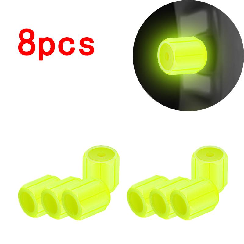 Luminous Tire Valve Caps 6 Colors Car Motorcycle Glowing Valve Cover Car Tire Wheel Hub Styling Tool Auto Accessories 4/8/20Pcs