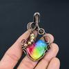Rainbow Solar Quartz Gemstone Handmade Pure Copper Wire Wrapped Pendant Jewelry For Memorial