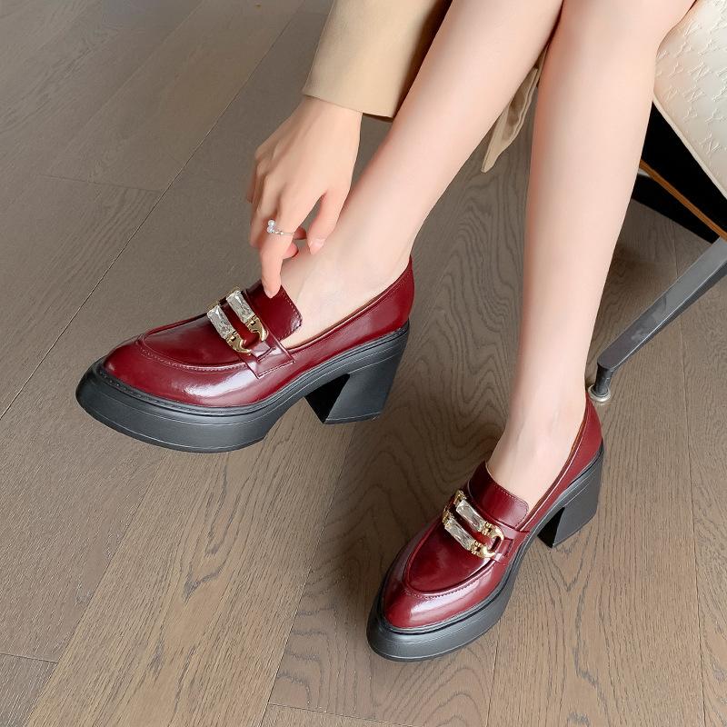 10CM French Niche Platform Comfortable Single Shoes Black Fashion Versatile Heightening Temperament Loafers Heightening Small Leather Shoes