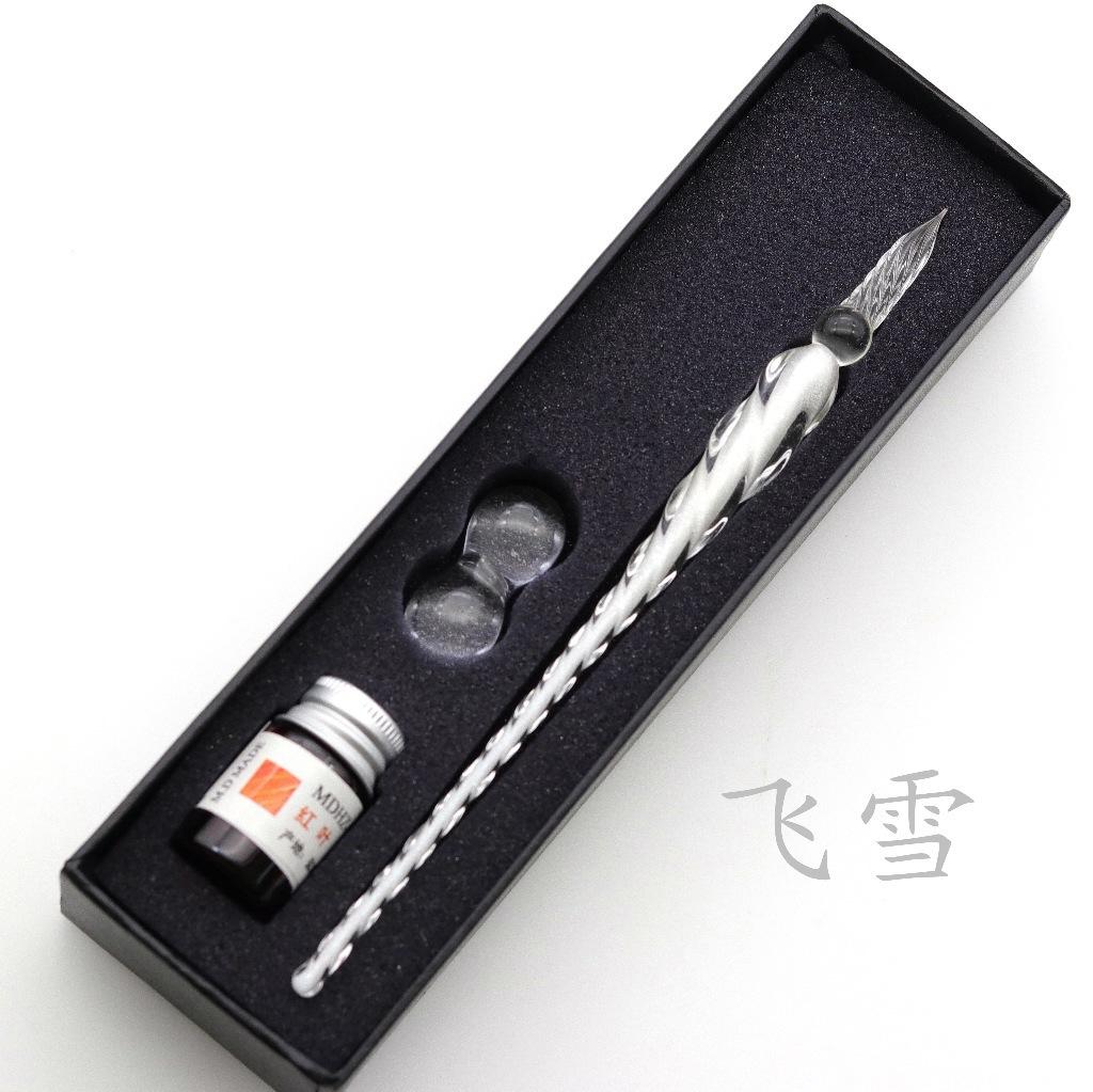 Colored Crystal Glass Dipping Pen Gift Box Gold Powder Colored Ink Signature Pen Friends Classmates Creative StationeryPens Gift