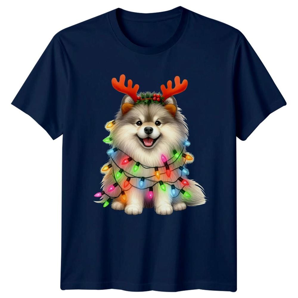 Christmas Dog Lights Reindeer Antlers Holiday Unisexs TShirt Unisexs Tee Graphic
