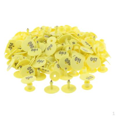 100PCS Numbered Livestock For , Numbers Is Clear and Never Easy To Identify - Yellow