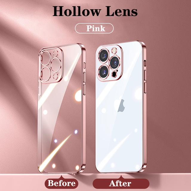 Official Plating Ultra Thin Clear Case For Iphone 14 13 12 11 Pro Max Mini Xs X Xr 7 8 Plus Camera Protector Hd Glass Flim Cover