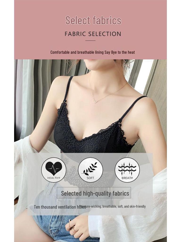 Korean Style Lace Wireless U-Back Camisole Bustier Bra for Women and Students