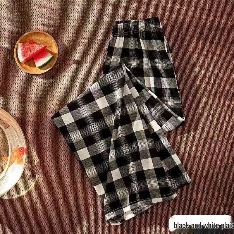 

Women s Plaid Fleece-Lined Slimming Straight-Leg Pants for Autumn/Winter S (40-48 kg)