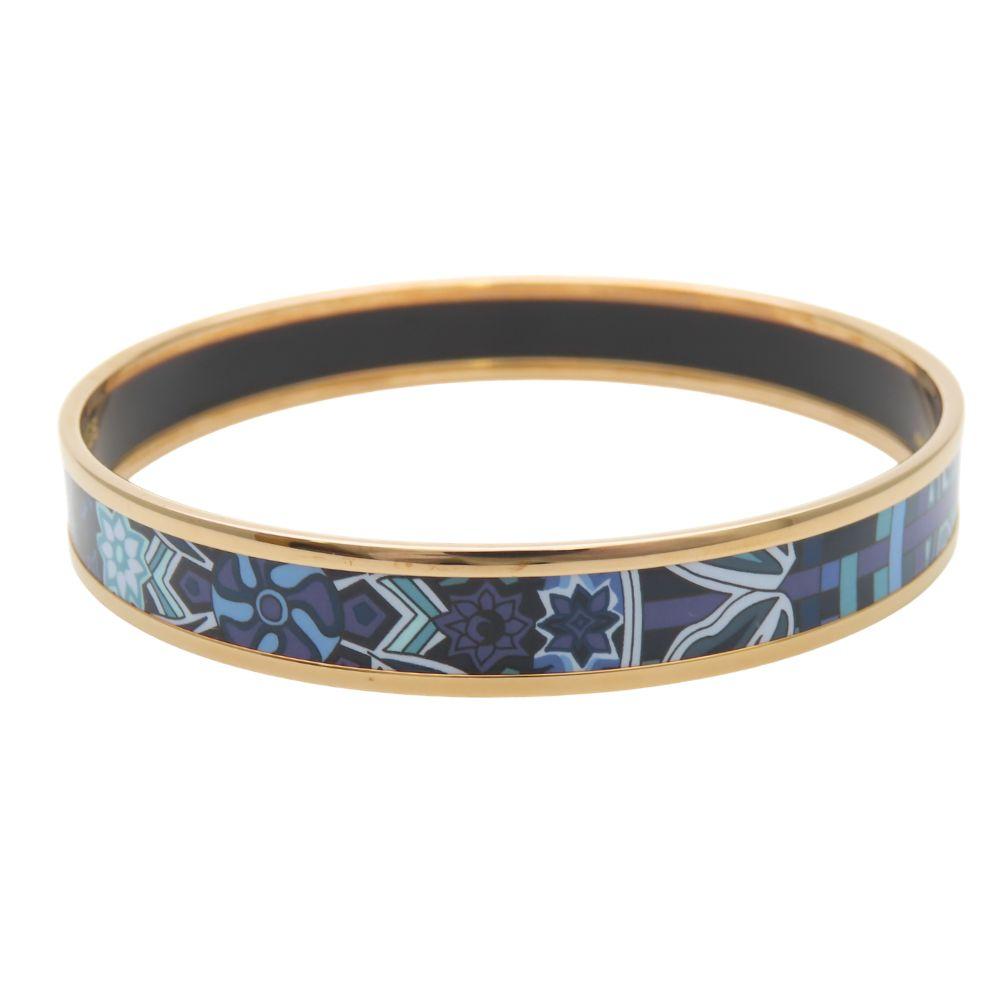 Used HERMES bracelet Emaille PM metal 22.2g blue purple Gold Plated