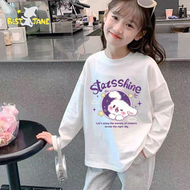 2025 Neues Kinder Langarm Weißes Baumwoll-T-Shirt - Stilvoll & Bequem für Mädchen