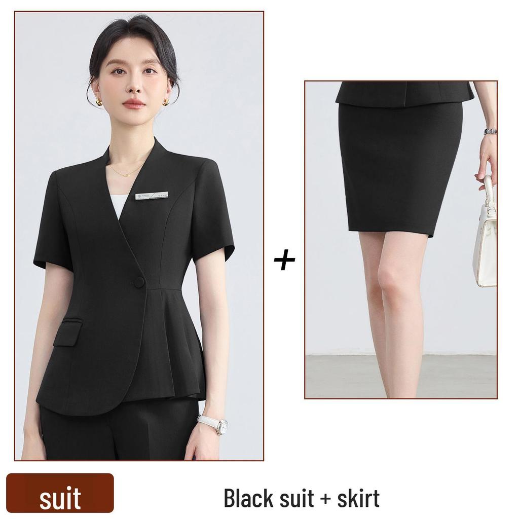 2026 Women's Summer Professional Suit: Short Sleeve Formal Fashion for Hotel Reception and Jewelry Store Workwear