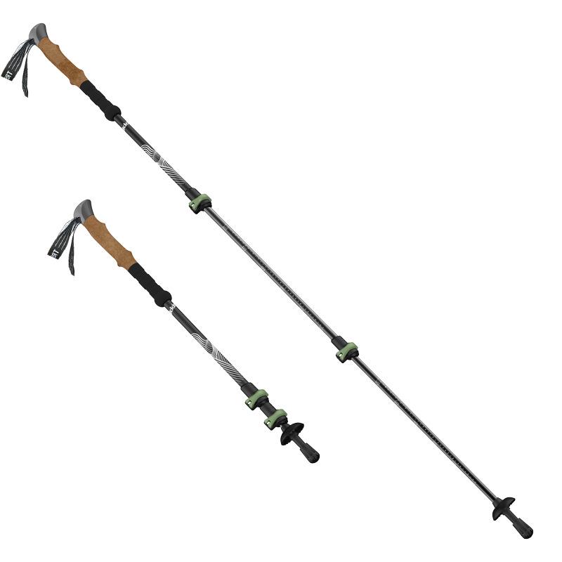 Professional 7075 Aluminum Alloy Telescopic Folding Hiking Poles with Non-slip Double Sponge Grip