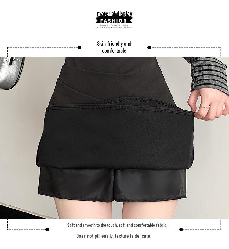 Plus Size Women's High Waist Black Irregular Short Skirt - Autumn/Winter Slimming Style