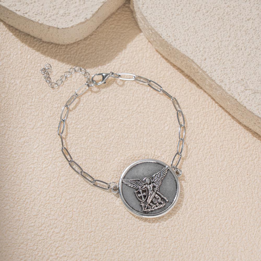 Saint Michael Alloy Religious Bracelet with Lobster Clasp