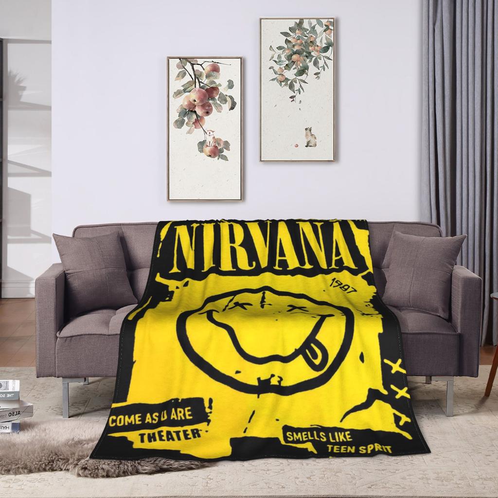Nirvana Face Band Blankets Travel Office Flannel Throw Blanket For Home Decor Soft Warm Custom Quality Bedspread