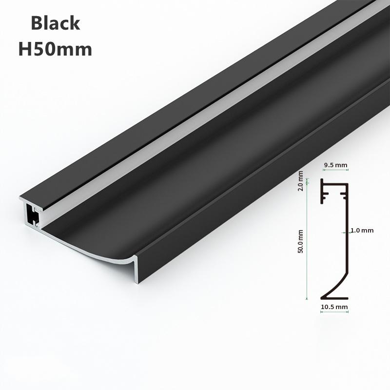 0.5m/1m H40/50/65mm LED Baseboard Bar Light Aluminium Profile Channel Metal Wall LED Skirting for Corridor Strip Linear Lamp