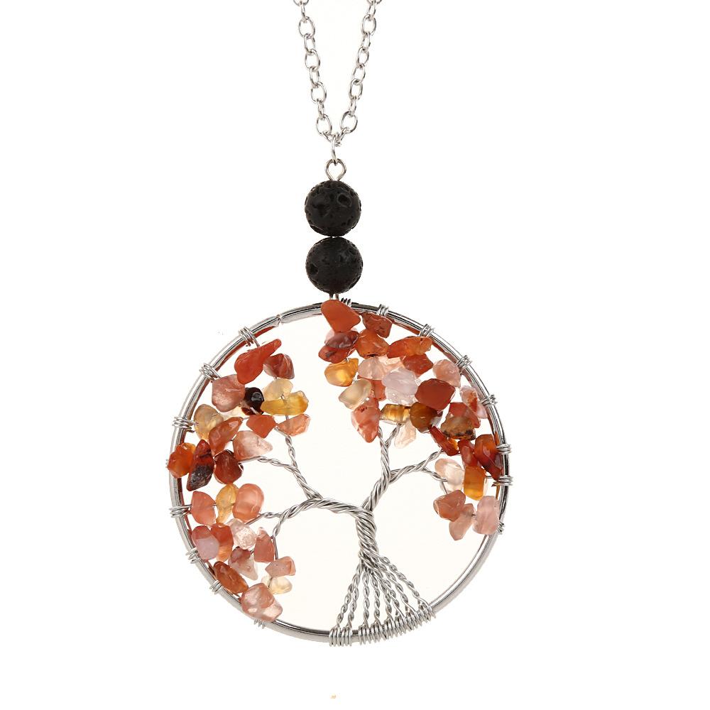 Natural Stone Crystal, Aromatherapy Volcanic Stone Pure Hand-Wound Gravel Tree Root Life Tree Necklace N14