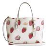 Mollie 25 Marke Logo Erdbeerprint Beschichtetes Canvas Tragetasche Tote Bag Einkaufstasche Hand Schultertasche Mittel Damen Weiß