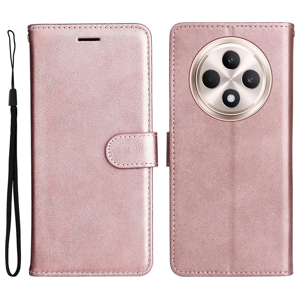 For Oppo Reno12 F 4G Case Solid Color Leather Mobile Cover Wallet Stand with Strap