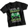 Level 10 Unlocked Awesome Since 2015 Gaming 10th Birthday Kids T-Shirt