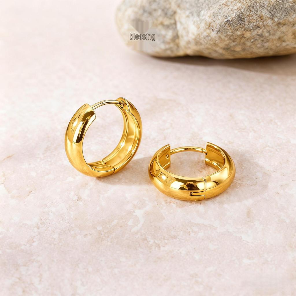 Elegant Titanium Steel Hoop Earrings for Women - Lightweight, Luxurious, Round & Colorfast Accessories