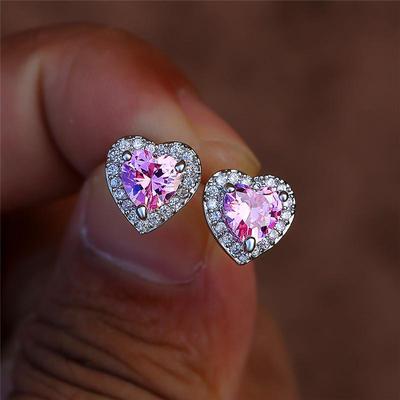 European & American Best-Selling Heart-Shaped Zircon Earrings: Versatile, Simple, and Exquisite Design for Ladies.