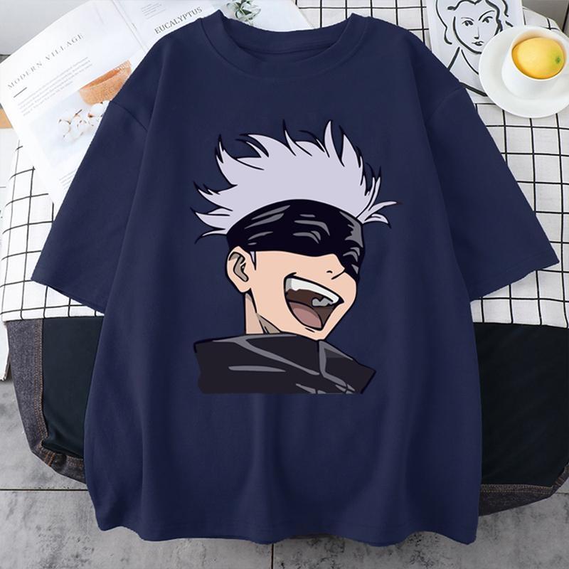 Anime T Shirt Funny Satoru Gojo Graphic Printed Short Sleeve Unisex Casual Personality Round Neck Loose Tees