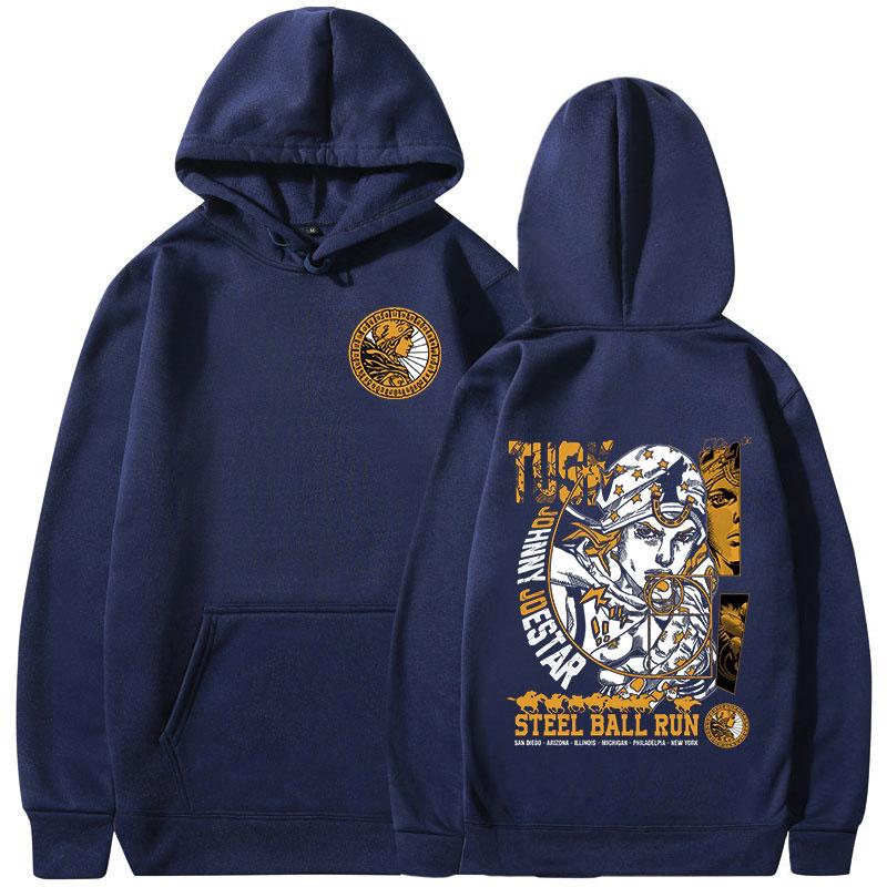 Anime Jojo Bizarre Adventure Hoodies Johnny Joestar STEEL BALL RUN Manga Grafik Sweatshirts Herren Langarm Fleece Pullover