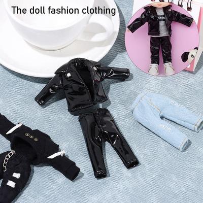 High Quality 1/12 Dolls Kids Gift Toys Doll Jeans Hoodies Fashion Ripped Pants PU Leather Jackets