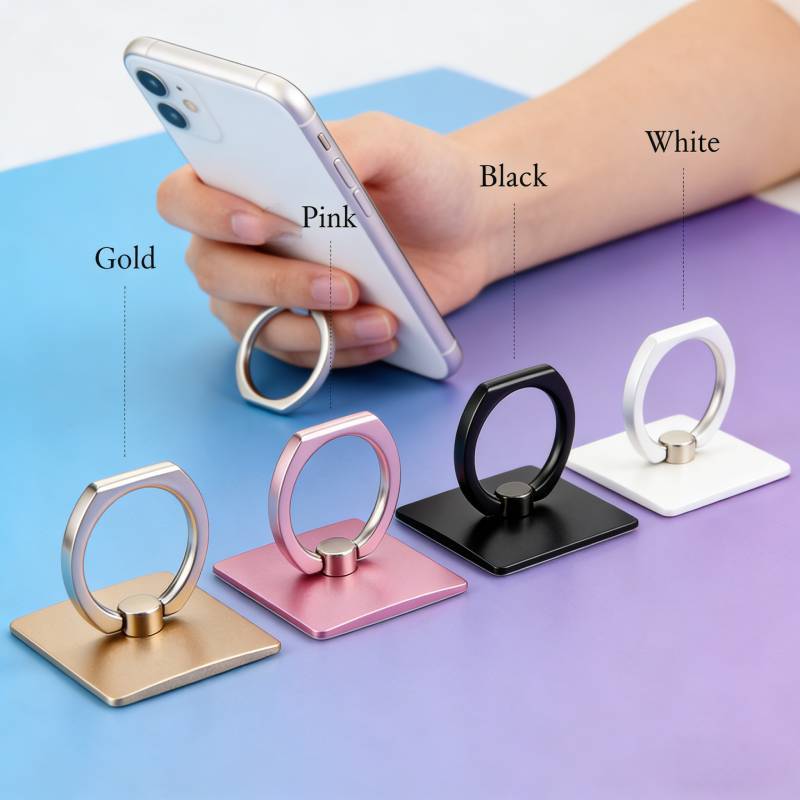Creative Square Phone Ring Holder With Zinc Alloy Ring For Universal Smartphones