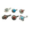 Tibetan Buddhist Beads DIY Jewelry: Brass Silver-Plated Clip with Turquoise Inlay