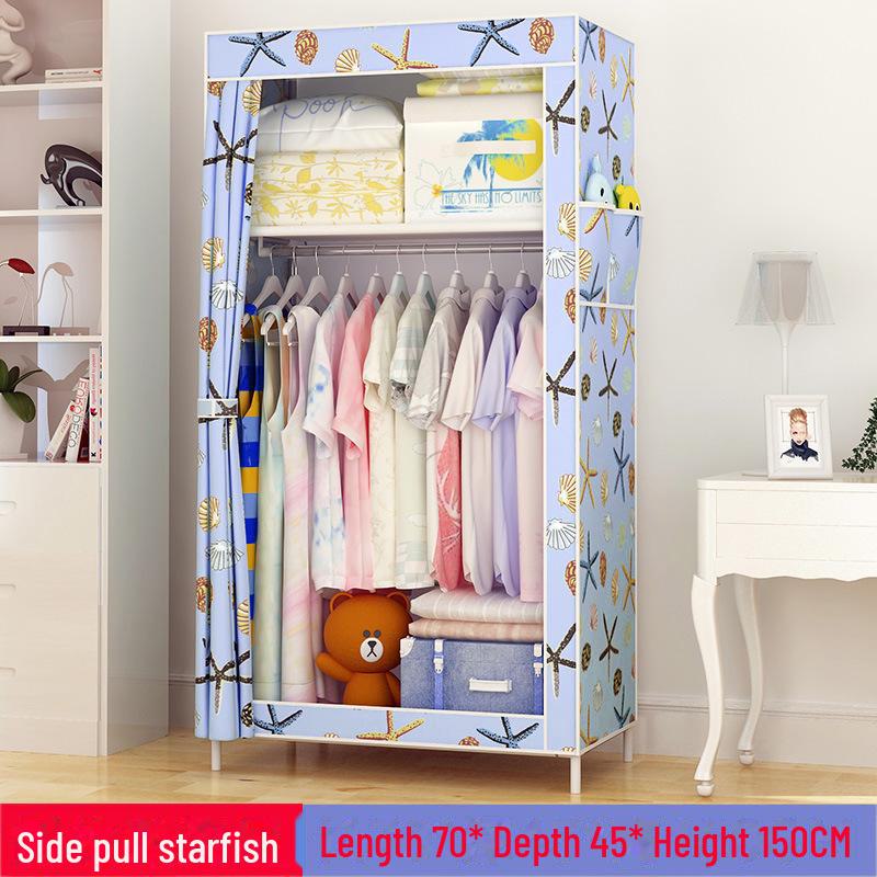 Simple Non-Woven Dustproof Folding Wardrobe with Steel Frame and Hanger