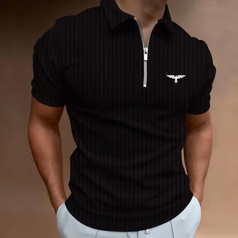 Summer Men's Casual Short-sleeved Polo Shirt Fashion Lapel Zipper Polos
