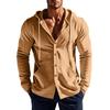 Spring and Summer Men's Hooded Long-sleeved Shirt Men's Solid Color Patch Bag Casual Long-sleeved T-shirt Men's Top Outer Wear