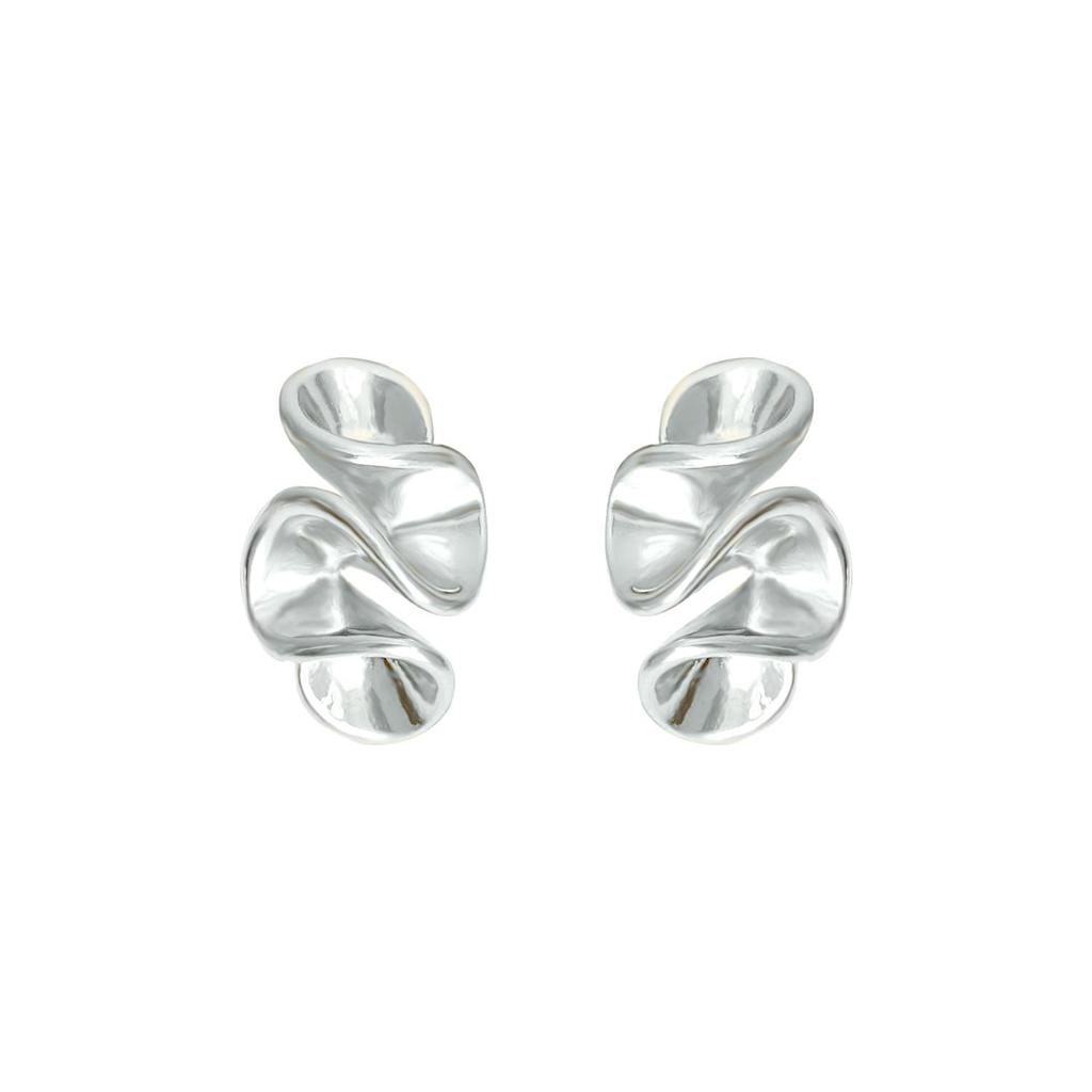 Japanese & Korean Silver Floral Geometric Clip-On Earrings for Non-Pierced Ears - Painless Silicone All-Match Design