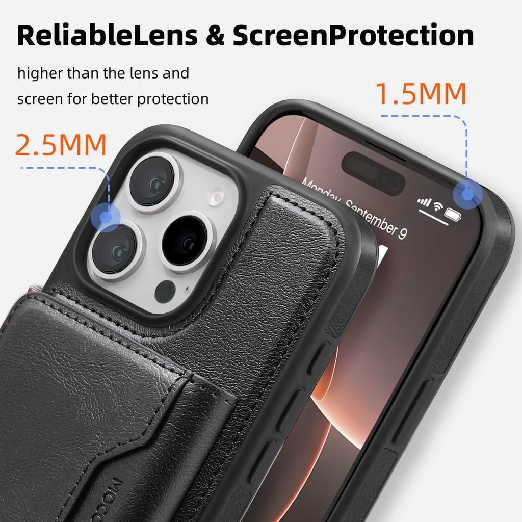 Applicable to iPhone17proMax magnetic charging mobile phone case Apple 16 card bag 15 leather anti-drop protective case