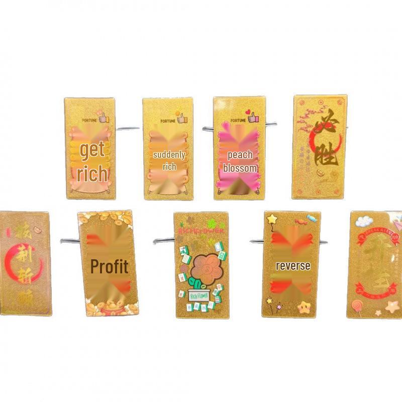 

Pure Gold Mobile Sticker with Certificate - Auspicious Gift for Wealth, Luck, and Romance, Includes Gold Flakes and Card. #25 Hourly Wealth Turn (29x37mm)