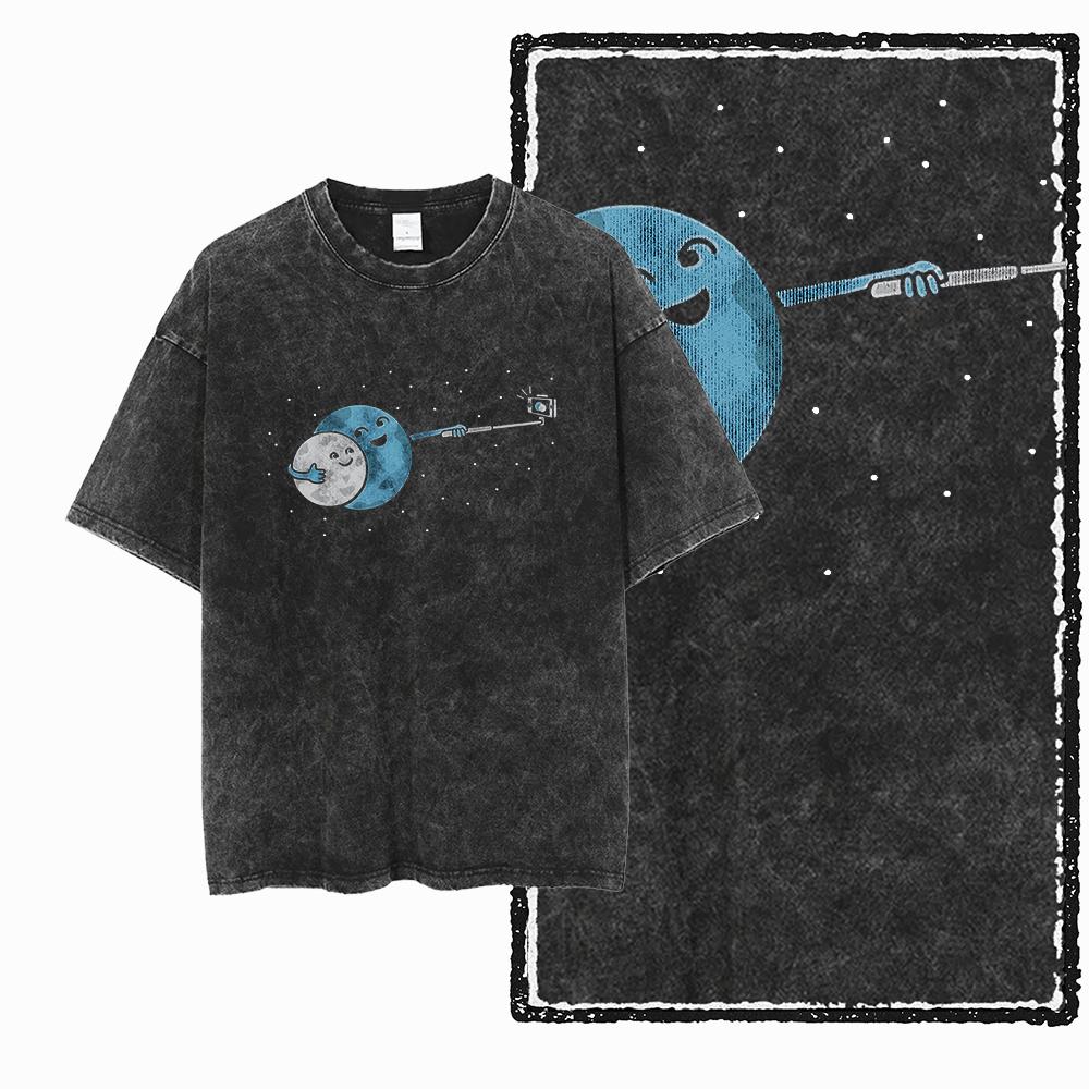 SA ASTRONAUT SPACE THEMES Printed Cotton Acid Washed Graphic Unisex T Shirt Cool Streetwear Men Tshirts Big Size Tee for men