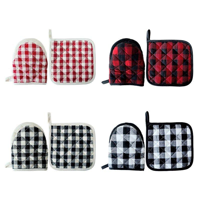 1Pc Red Black Plaid Grid Duckbill Insulation Glove Pad Table Mat Microwave Oven Mitts Baking Tool