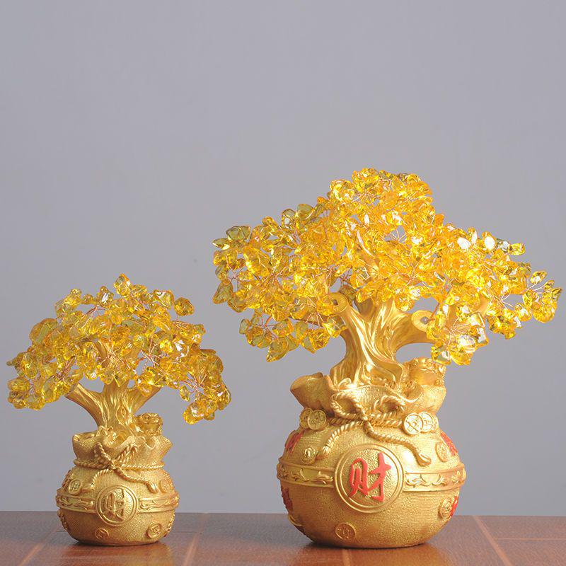 Glückbaum Citrin Ornament für Wohnzimmerdekoration oder Eröffnungsgeschenk