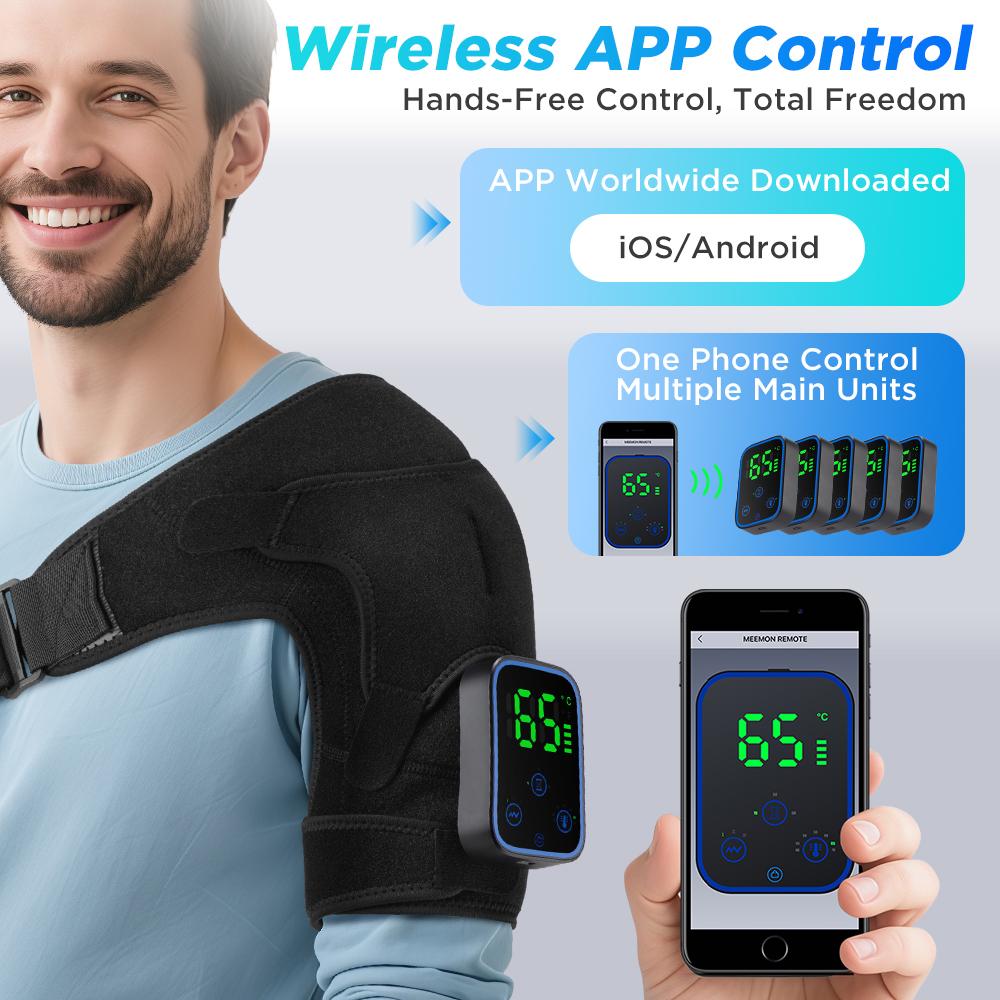 APP Detachable Controller Shoulder Massager,Cordless Heating Vibration Massage Belt,Knee Pad Shoulder Brace,Muscle Joint Relax