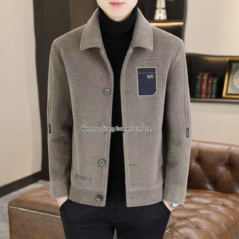 Men s Retro Woolen Lapel Jacket - Stylish & Versatile for Autumn/Winter M (recommended 80-100 jin)