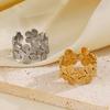 Stainless Steel Flower Texture Petals Rings for Women Chunky Open Knuckle Ring Exquisite Elegant Waterproof Jewelry New