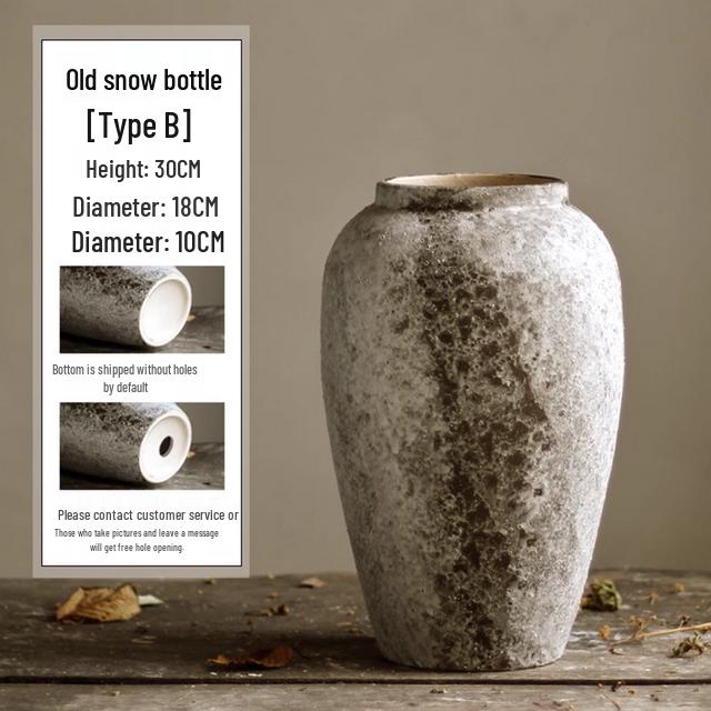 Wabi-Sabi Retro Chinese Ceramic Jar: Distressed Decorative Vase for Entrance, TV Cabinet, or Flower Arrangement.