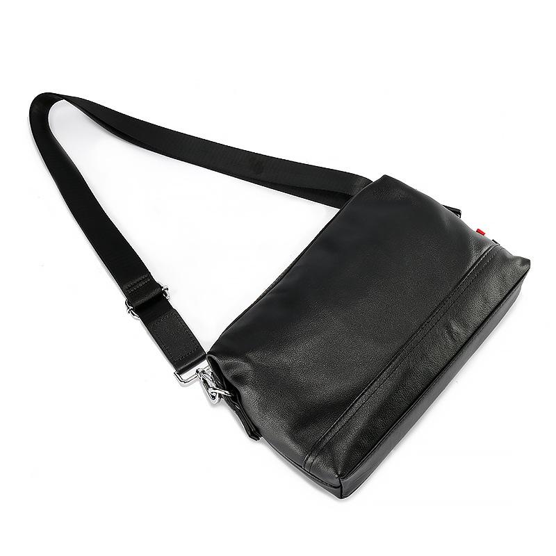 Leather Men's Bag Horizontal Small Crossbody Shoulder Bag, Top Layer Cowhide Trendy Business Casual Portable Shoulder Bag