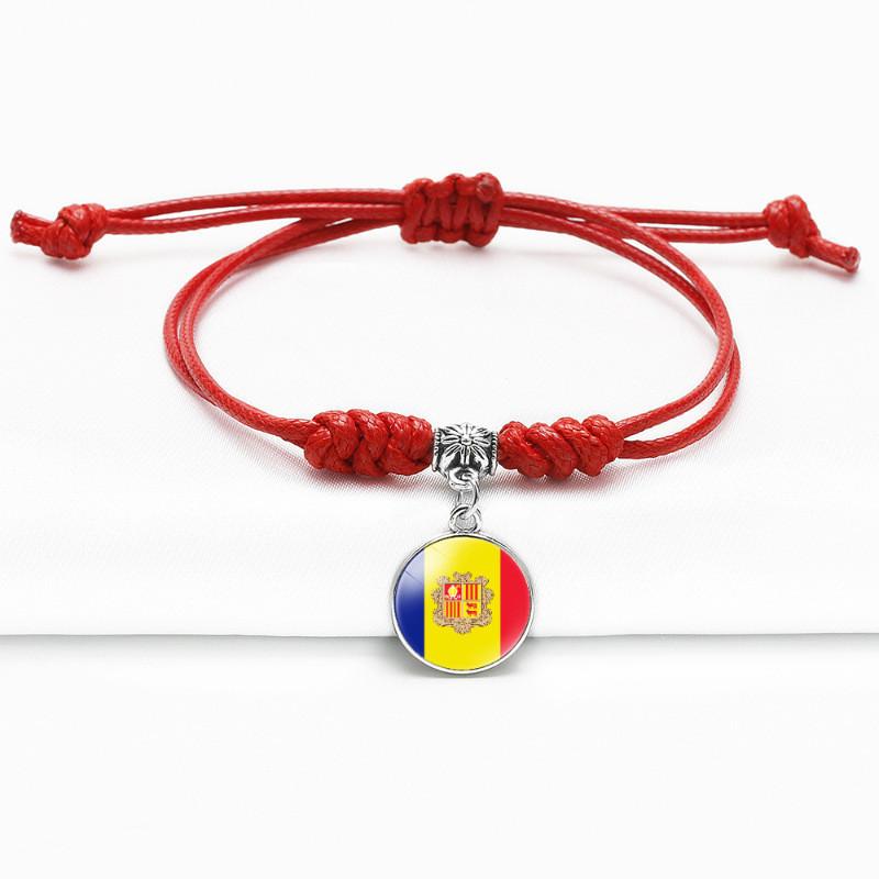 Red Bracelet Trendy With Timeless Gem European Country Flags Unisex Material Mixed