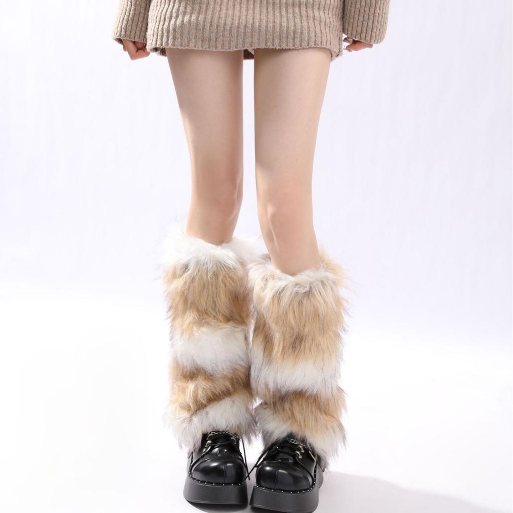 Plush Sock Covers for Warmth and Thickened Protection of the Calves Jk Cold-proof Socks and Autumn/winter Faux Fur Leg Warmers Y2k Hot Girl Leg