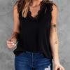 Women's V Neck Sleeveless Tank Top Loose Lace Trim Solid Color Casual Camisole