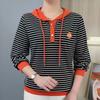 YYFS Women's Fashion Casual Spring Autumn Stripe Print Long Sleeve Hooded Blouses & Shirts